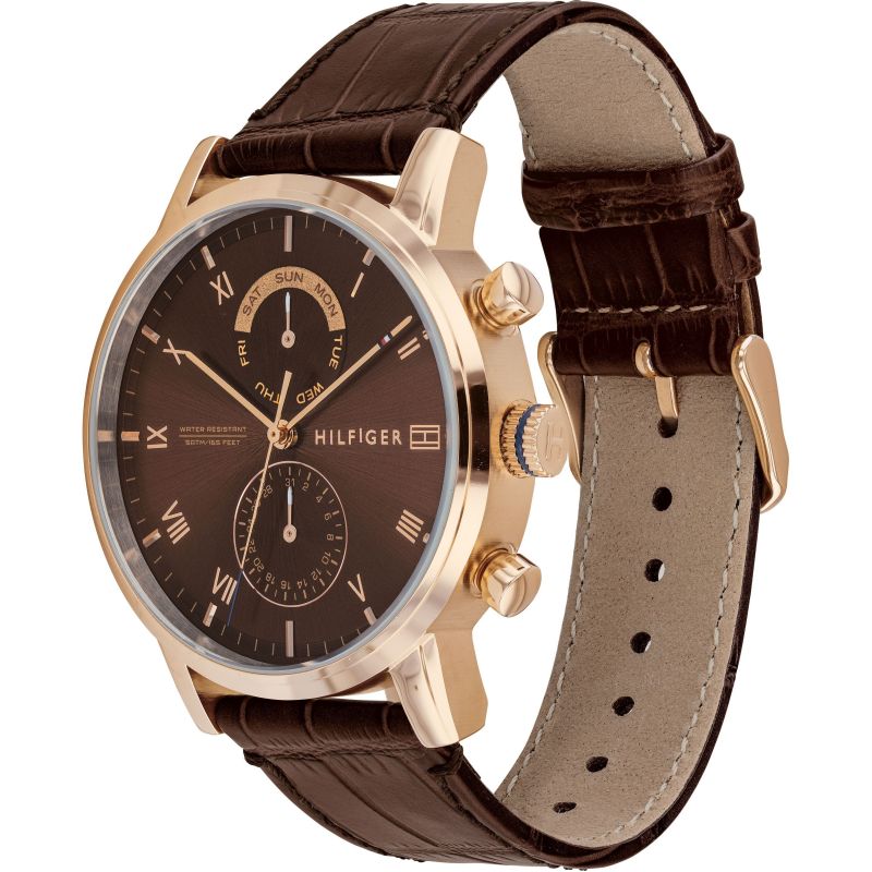 Buy Tommy Hilfiger Mens Quartz Leather Strap Brown Dial 44mm Watch - 1710400 in Pakistan