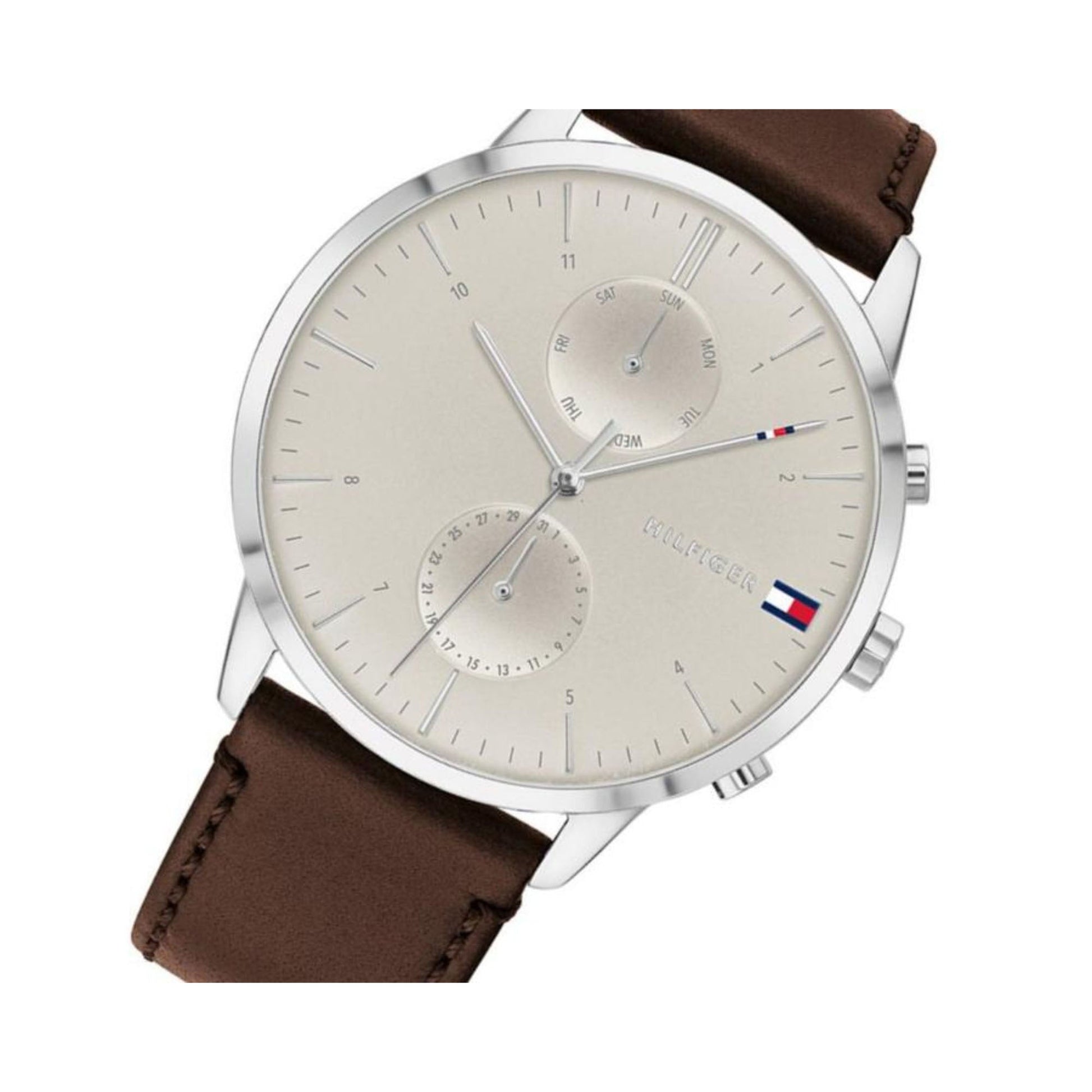 Buy Tommy Hilfiger Evan White Dial Brown Leather Strap Watch for Men - 1710404 in Pakistan