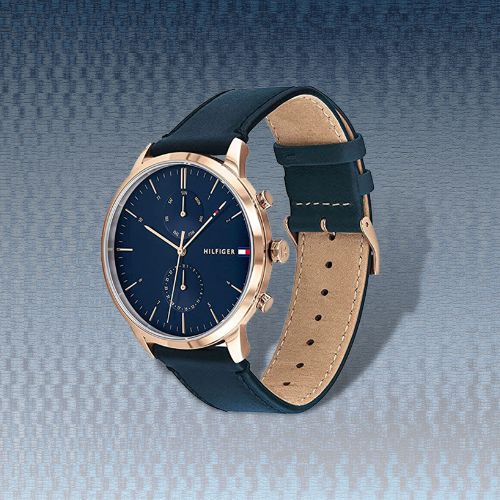 Buy Tommy Hilfiger Mens Quartz Leather Strap Blue Dial 44mm Watch - 1710405 in Pakistan