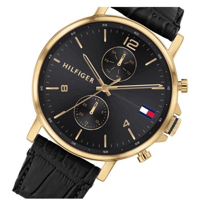 Buy Tommy Hilfiger Mens Quartz Leather Strap Black Dial 44mm Watch - 1710417 in Pakistan