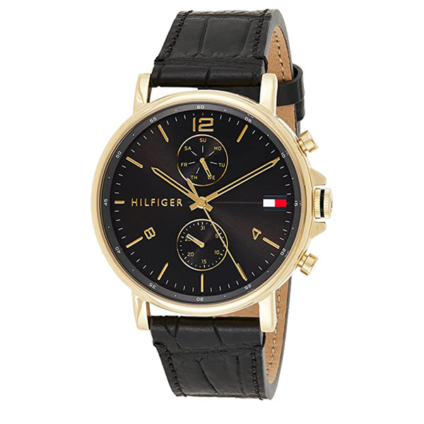 Buy Tommy Hilfiger Mens Quartz Leather Strap Black Dial 44mm Watch - 1710417 in Pakistan