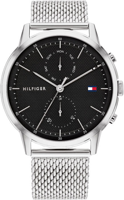 Buy Tommy Hilfiger Easton Black Dial Silver Mesh Bracelet Watch for Men - 1710433 in Pakistan