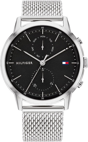Buy Tommy Hilfiger Easton Black Dial Silver Mesh Bracelet Watch for Men - 1710433 in Pakistan