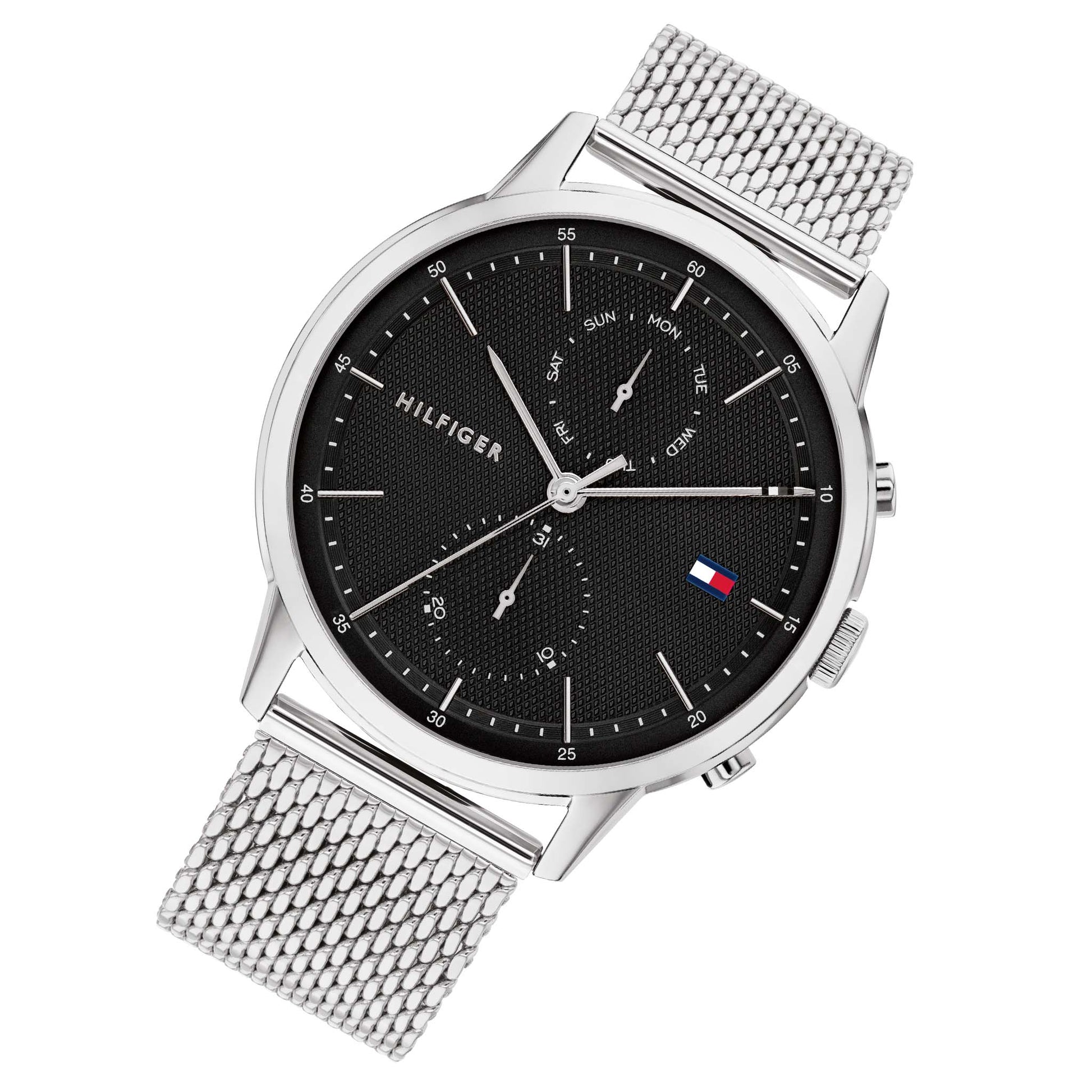 Buy Tommy Hilfiger Easton Black Dial Silver Mesh Bracelet Watch for Men - 1710433 in Pakistan