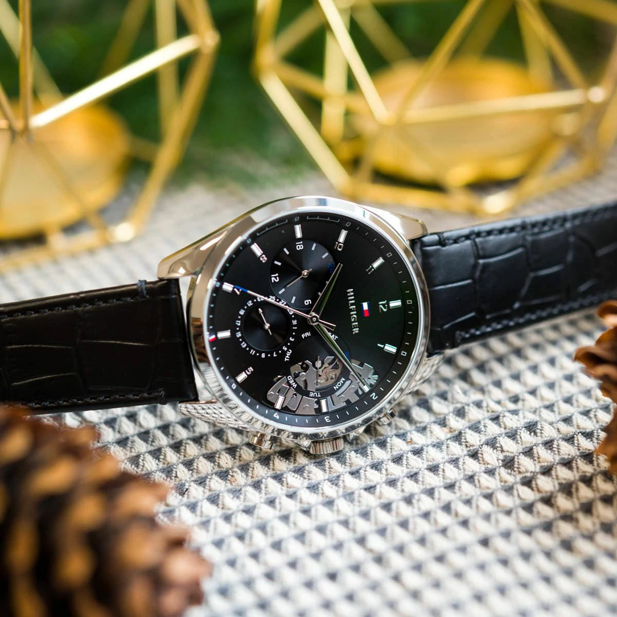 Buy Tommy Hilfiger Mens Quartz Leather Strap Black Dial 44mm Watch - 1710449 in Pakistan