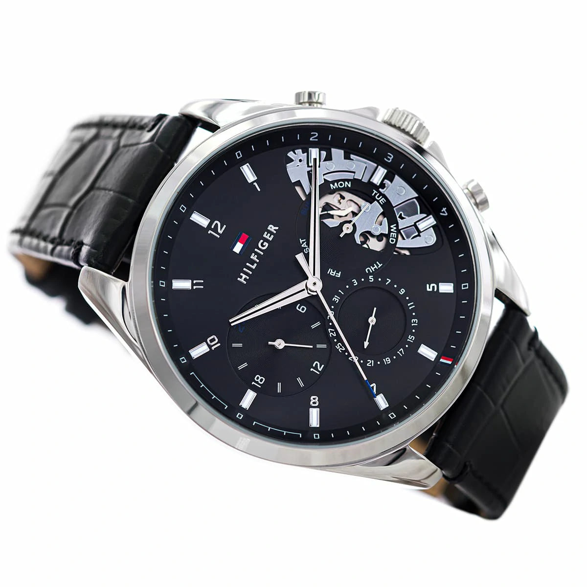 Buy Tommy Hilfiger Mens Quartz Leather Strap Black Dial 44mm Watch - 1710449 in Pakistan