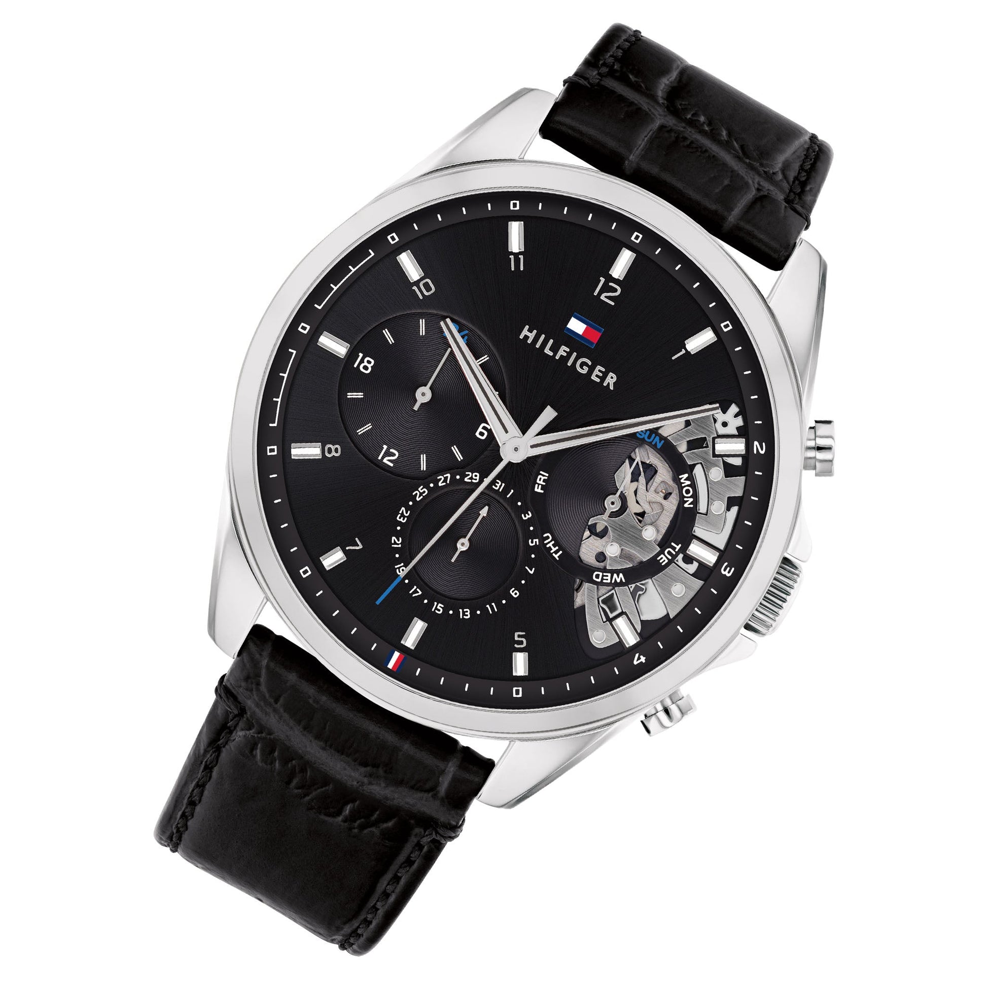 Buy Tommy Hilfiger Mens Quartz Leather Strap Black Dial 44mm Watch - 1710449 in Pakistan