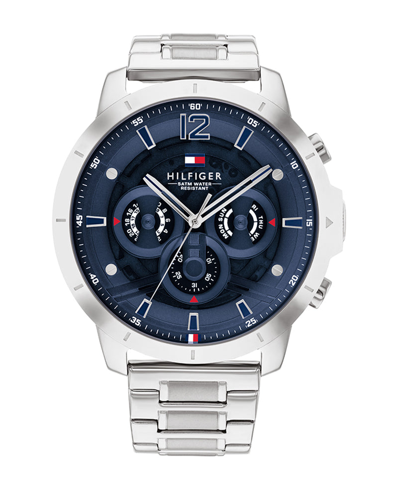 Buy Tommy Hilfiger Men's Quartz Silver Stainless Steel Blue Dial 50mm Watch 1710492 in Pakistan
