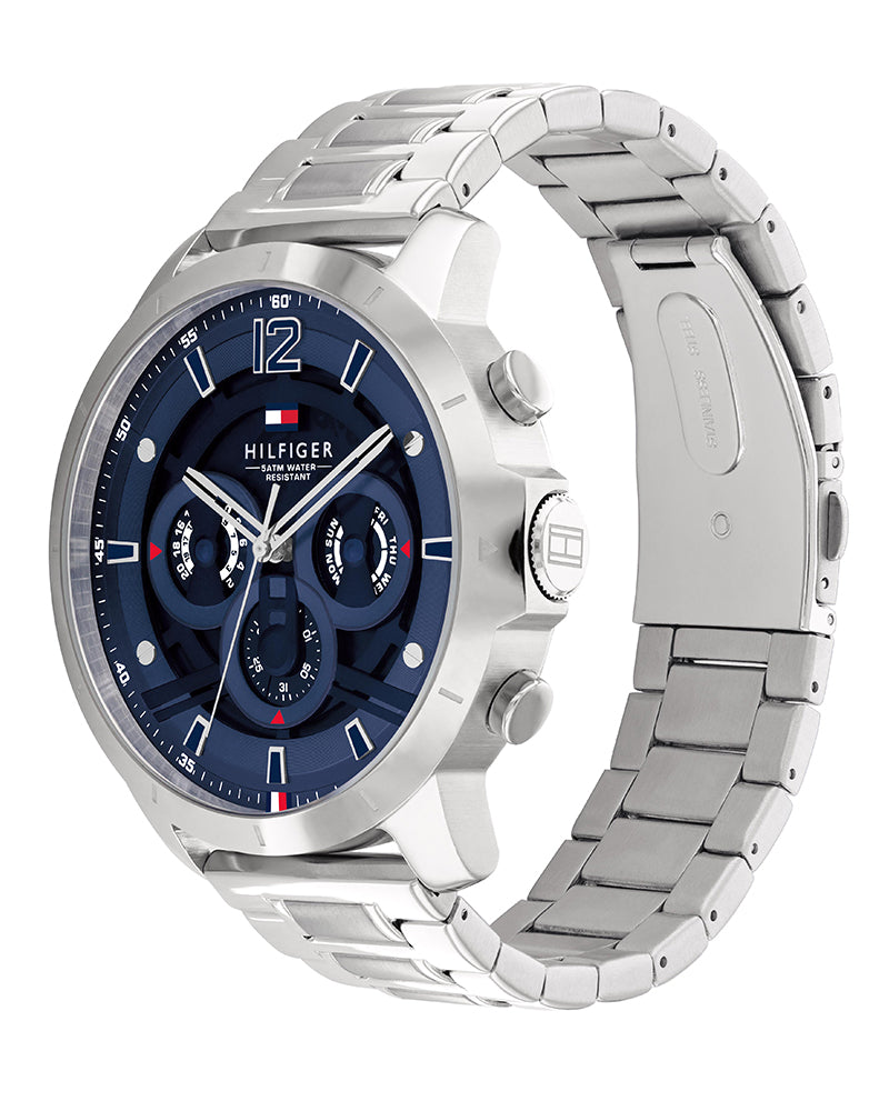 Buy Tommy Hilfiger Men's Quartz Silver Stainless Steel Blue Dial 50mm Watch 1710492 in Pakistan