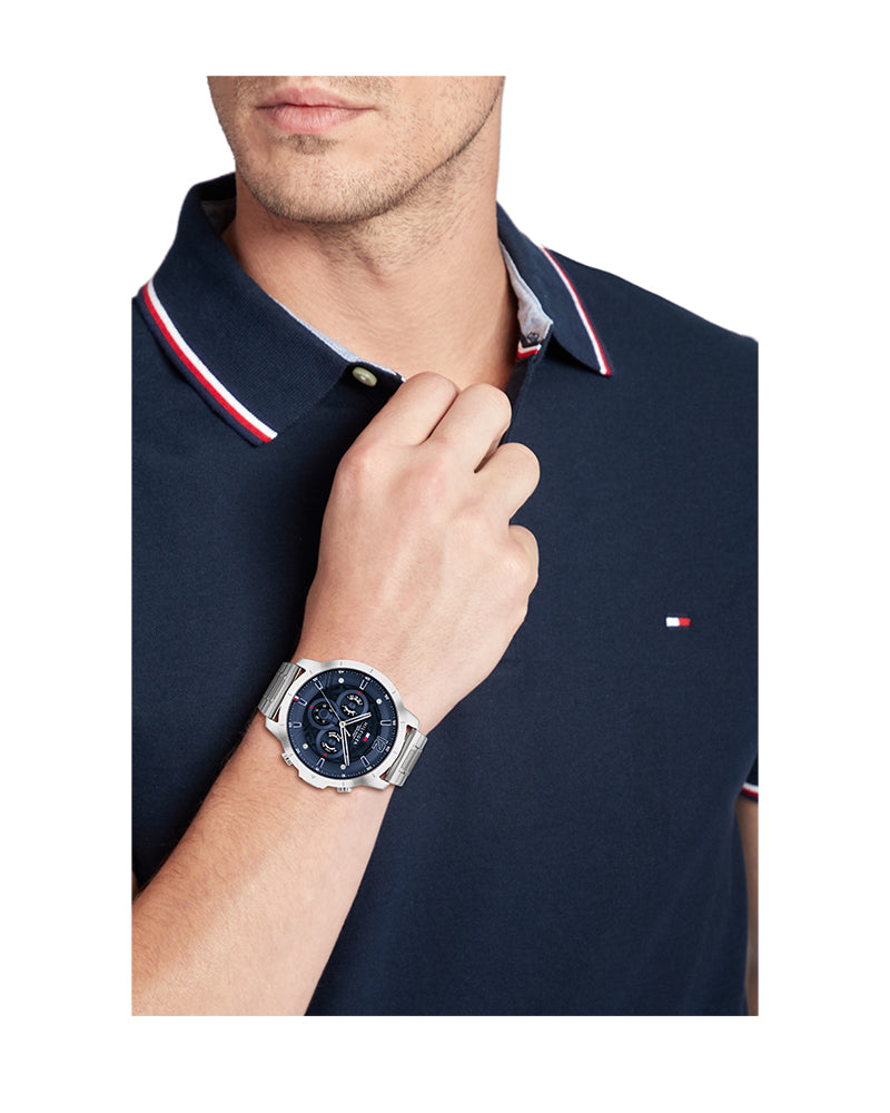 Buy Tommy Hilfiger Men's Quartz Silver Stainless Steel Blue Dial 50mm Watch 1710492 in Pakistan