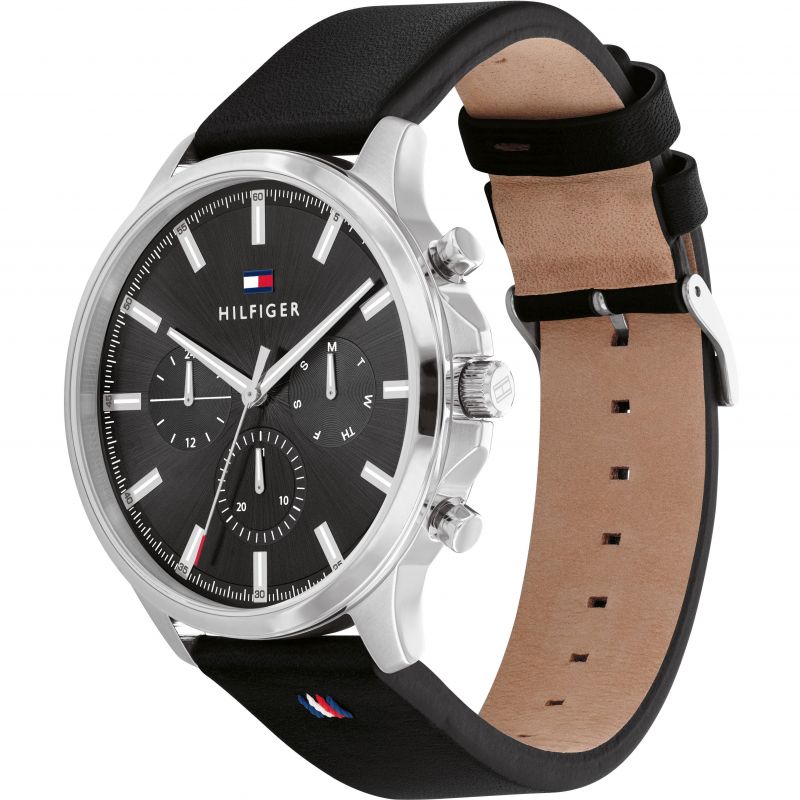 Buy Tommy Hilfiger Mens Quartz Black Leather Strap Grey Dial 44mm Watch - 1710495 in Pakistan