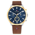 Buy Tommy Hilfiger Mens Quartz Brown Leather Strap Blue Dial 44mm Watch - 1710496 in Pakistan