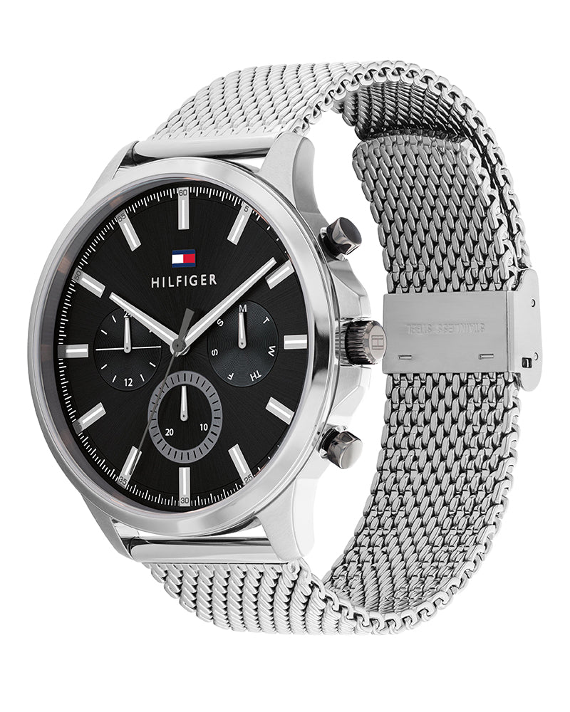 Buy Tommy Hilfiger Mens Quartz Silver Stainless Steel Black Dial 44mm Watch - 1710498 in Pakistan