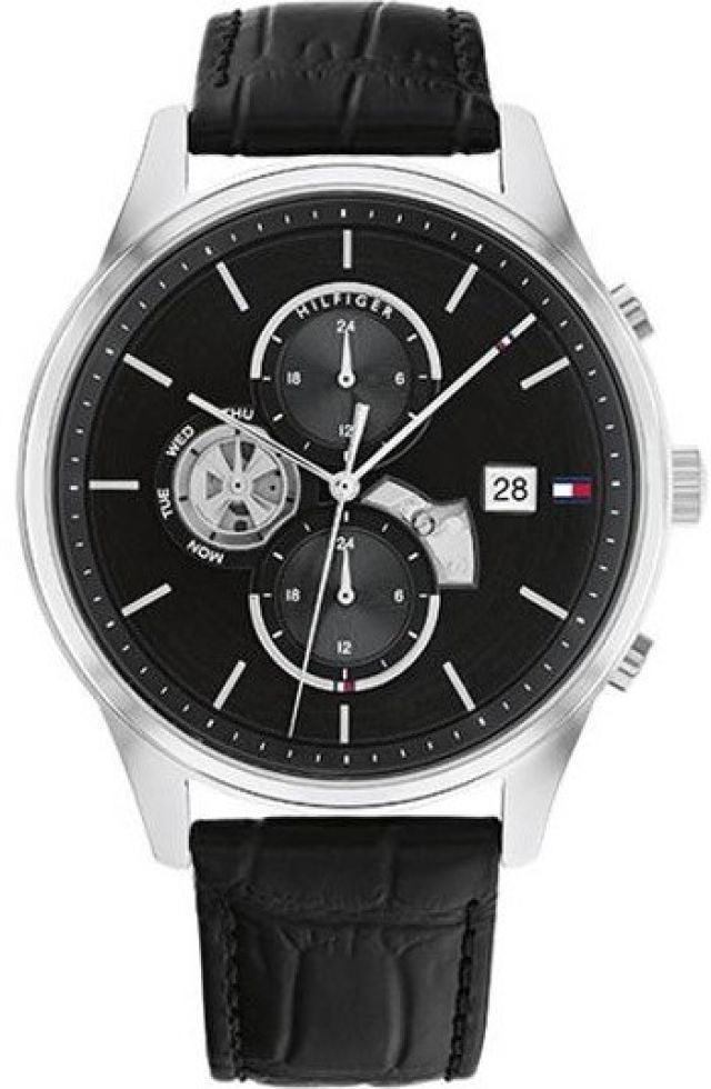 Buy Tommy Hilfiger Mens Quartz Black Leather Strap Black Dial 44mm Watch - 1710502 in Pakistan