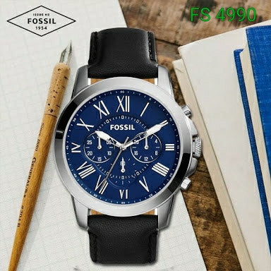 Buy Grant Navy Blue Dial Black Leather Strap Watch For Men in Pakistan