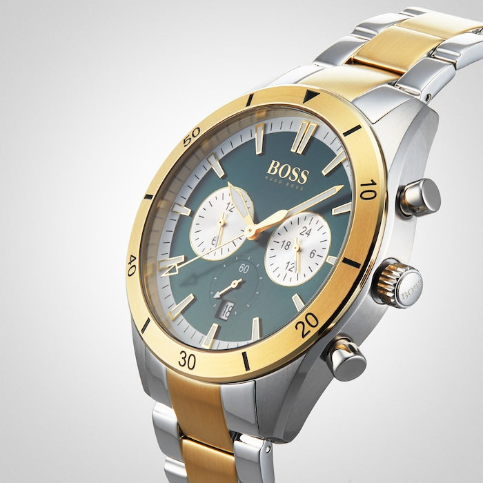 Buy Hugo Boss Mens Chronograph Quartz Stainless Steel Green Dial 44mm Watch - 1513872 in Pakistan
