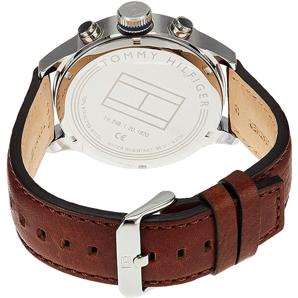 Buy Tommy Hilfiger Mens Quartz Brown Leather Strap Blue Dial 46mm Watch - 1791137 in Pakistan