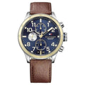 Buy Tommy Hilfiger Mens Quartz Brown Leather Strap Blue Dial 46mm Watch - 1791137 in Pakistan