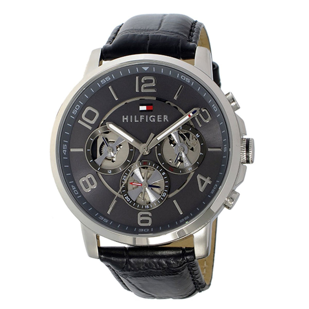 Buy Tommy Hilfiger Mens Quartz Leather Strap Multi Dial Grey Dial 44mm Watch - 1791289 in Pakistan