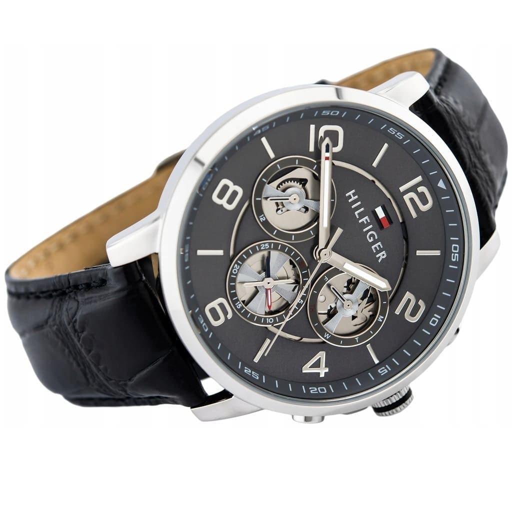 Buy Tommy Hilfiger Mens Quartz Leather Strap Multi Dial Grey Dial 44mm Watch - 1791289 in Pakistan