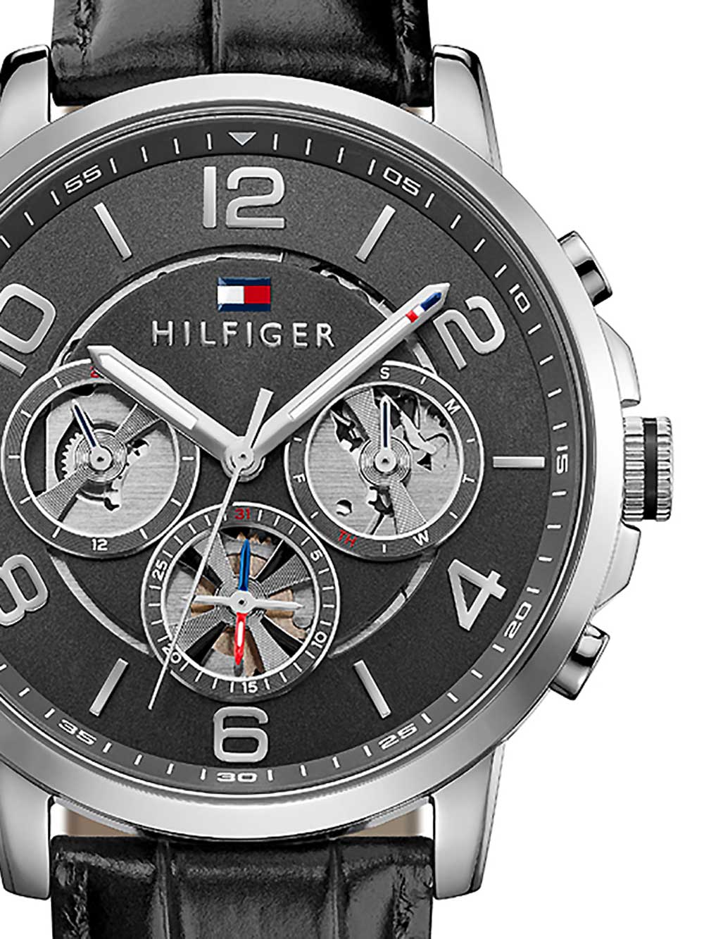 Buy Tommy Hilfiger Mens Quartz Leather Strap Multi Dial Grey Dial 44mm Watch - 1791289 in Pakistan
