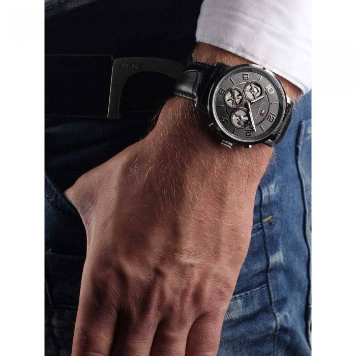 Buy Tommy Hilfiger Mens Quartz Leather Strap Multi Dial Grey Dial 44mm Watch - 1791289 in Pakistan