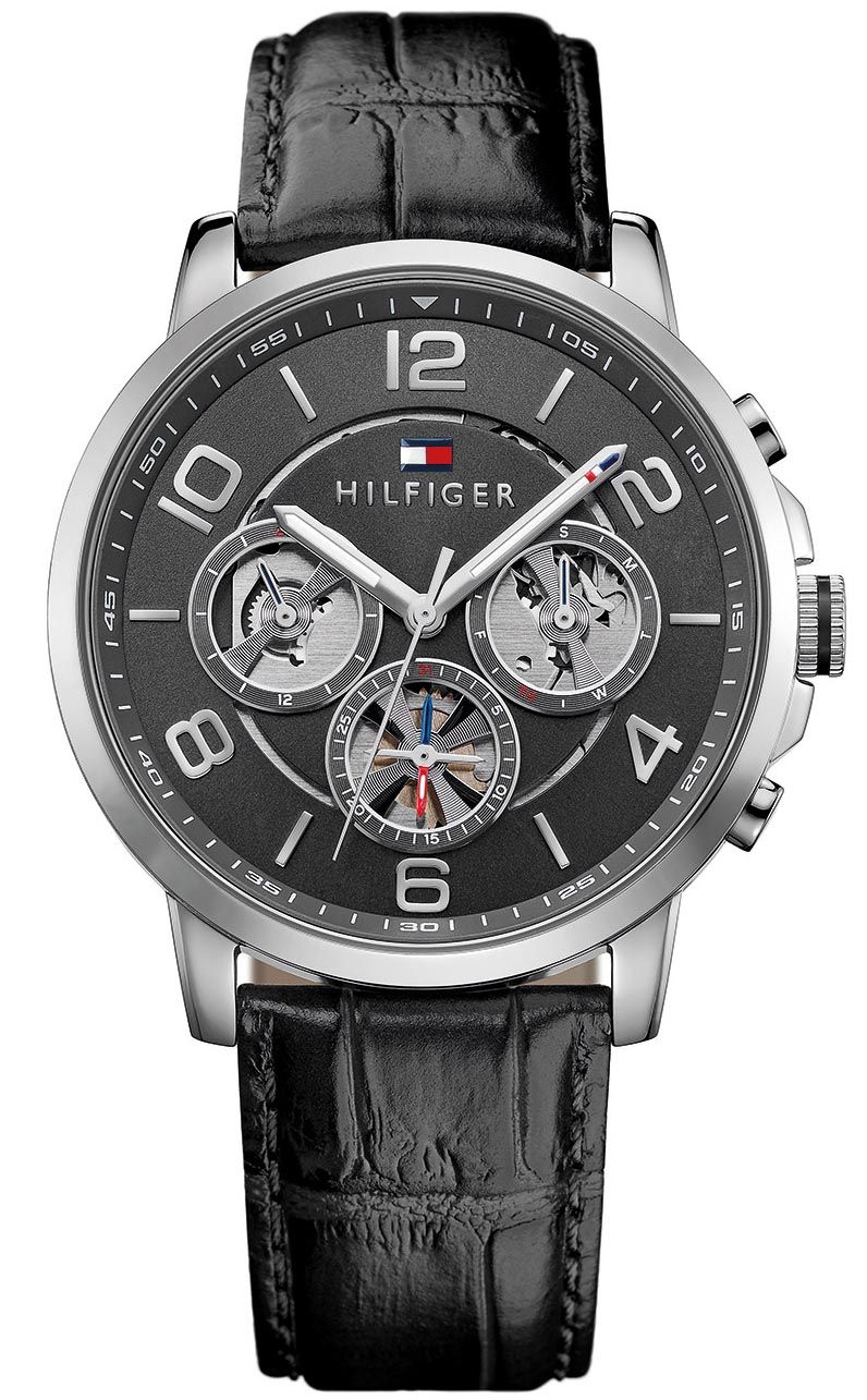 Buy Tommy Hilfiger Mens Quartz Leather Strap Multi Dial Grey Dial 44mm Watch - 1791289 in Pakistan
