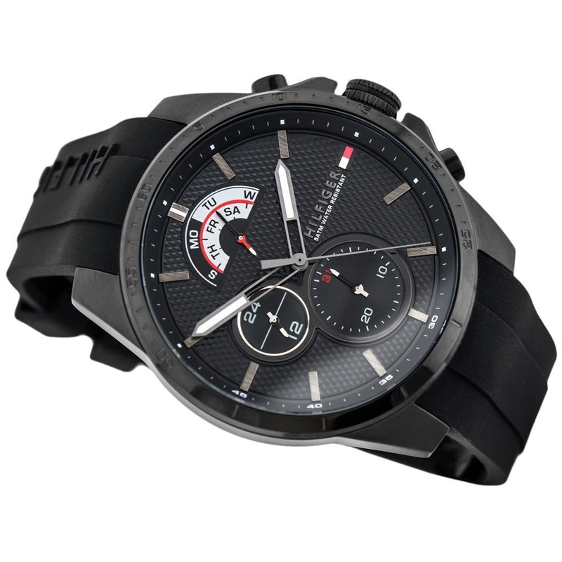 Buy Tommy Hilfiger Mens Quartz Black Silicone Strap Black Dial 46mm Watch - 1791352 in Pakistan