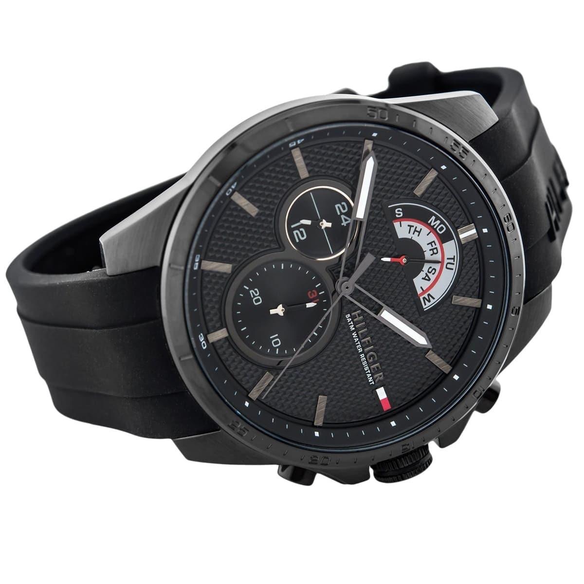 Buy Tommy Hilfiger Mens Quartz Black Silicone Strap Black Dial 46mm Watch - 1791352 in Pakistan