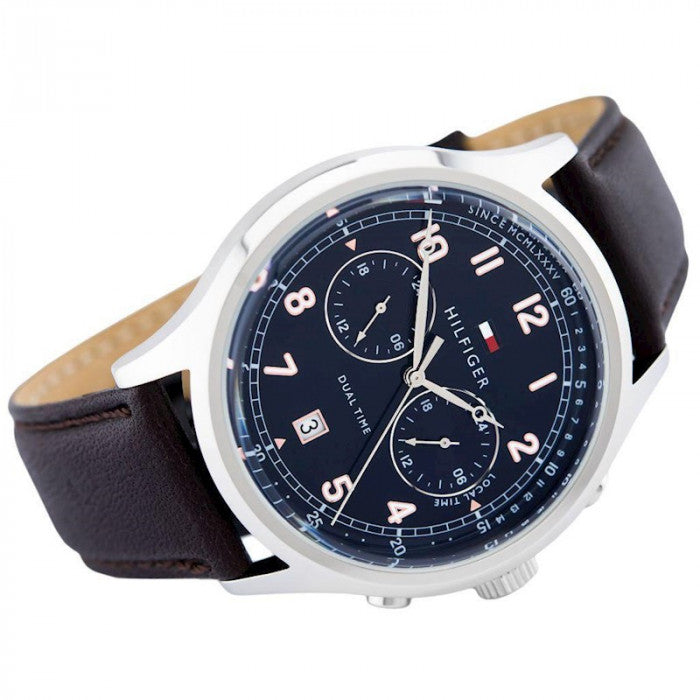 Buy Tommy Hilfiger Emerson Grey Dial Brown Leather Strap Watch for Men - 1791385 in Pakistan