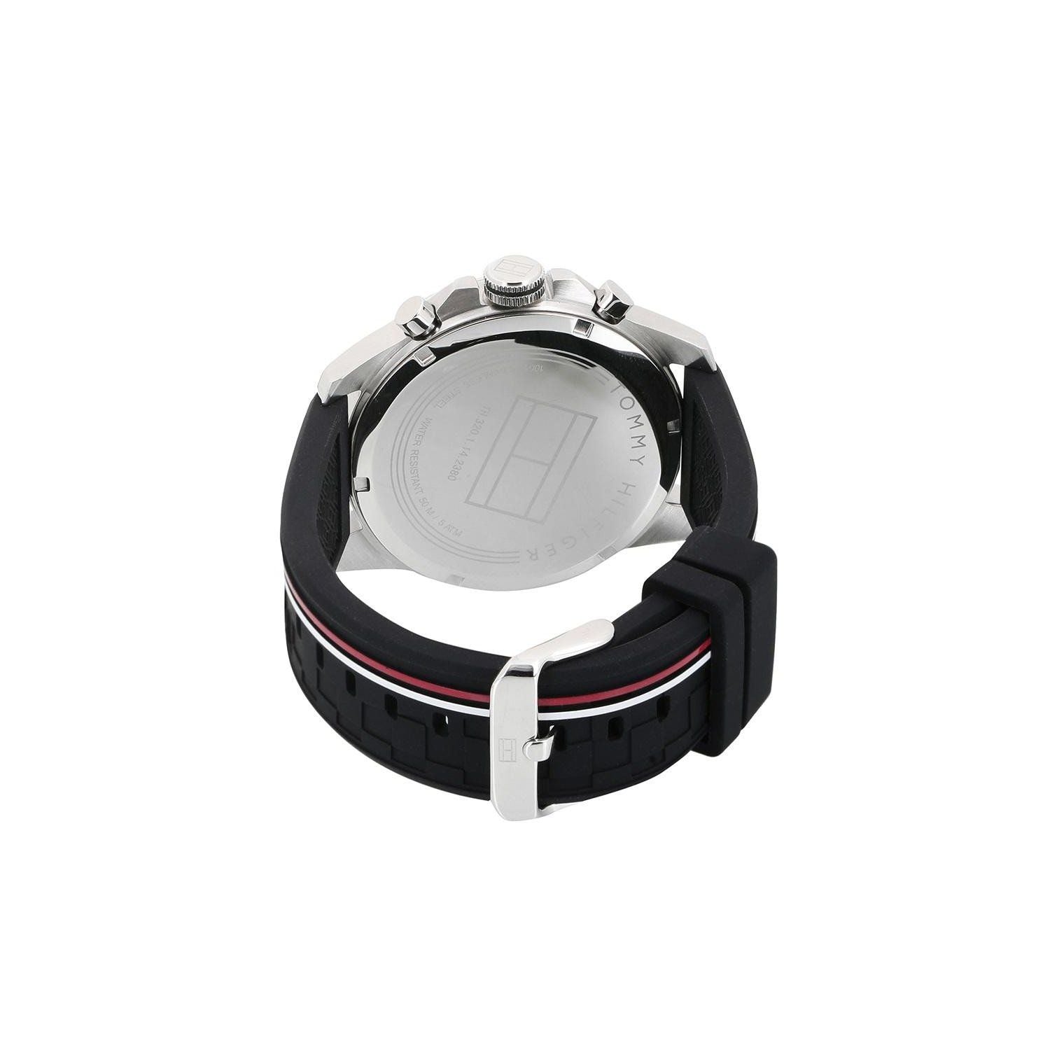 Buy Tommy Hilfiger Mens Quartz Silicone Strap Black Dial 46mm Watch - 1791473 in Pakistan