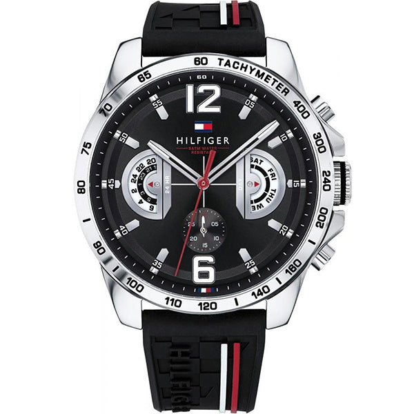 Buy Tommy Hilfiger Mens Quartz Silicone Strap Black Dial 46mm Watch - 1791473 in Pakistan