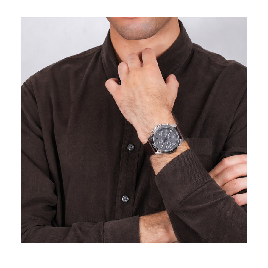 Buy Tommy Hilfiger Mens Quartz Leather Strap Grey Dial 48mm Watch - 1791562 in Pakistan