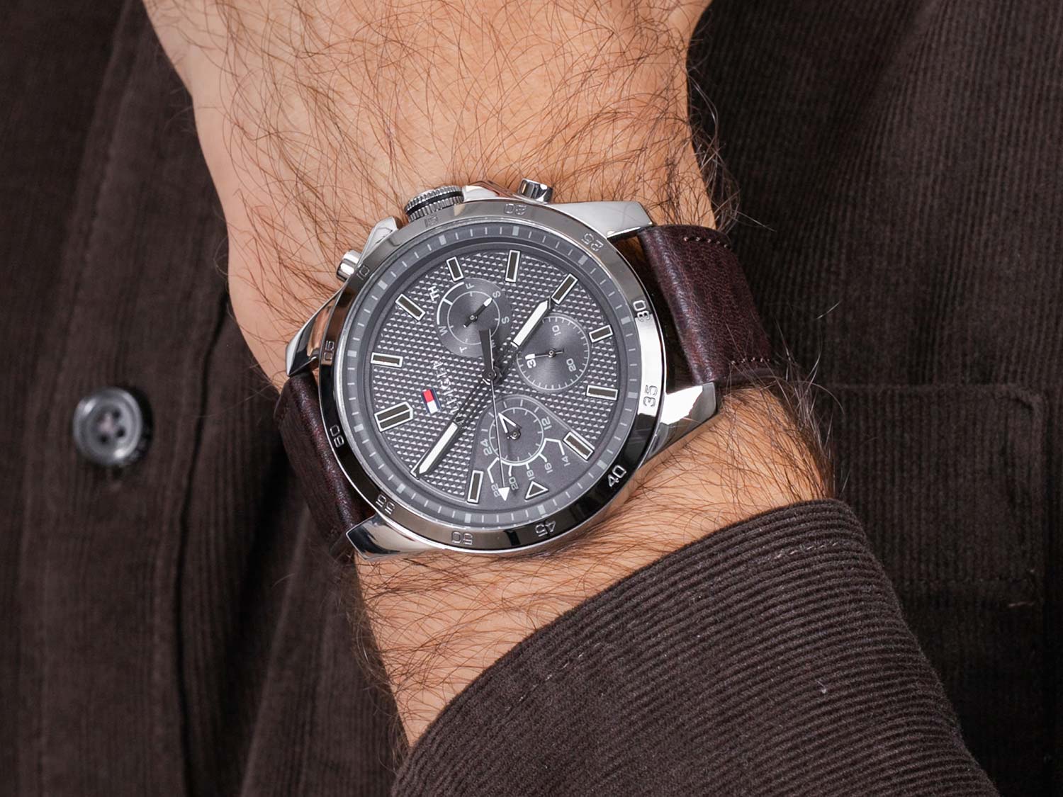 Buy Tommy Hilfiger Mens Quartz Leather Strap Grey Dial 48mm Watch - 1791562 in Pakistan