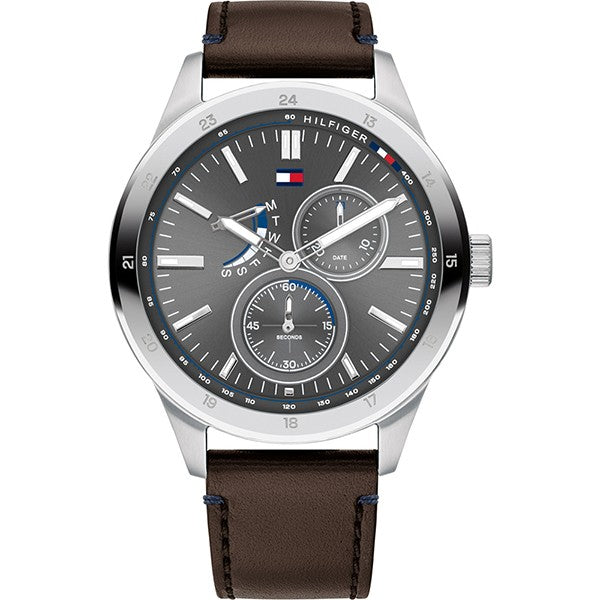 Buy Tommy Hilfiger Austin Grey Dial Brown Leather Strap Watch for Men - 1791637 in Pakistan