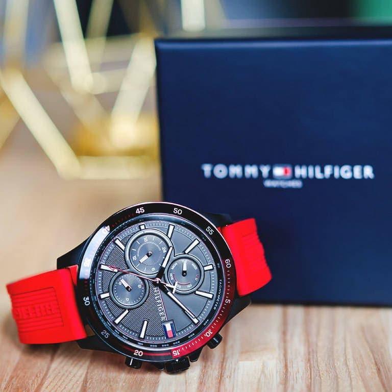 Buy Tommy Hilfiger Mens Quartz Silicone Strap Black Dial 46mm Watch - 1791722 in Pakistan