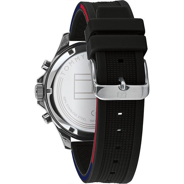 Buy Tommy Hilfiger Mens Quartz Silicone Strap Black Dial 46mm Watch - 1791724 in Pakistan