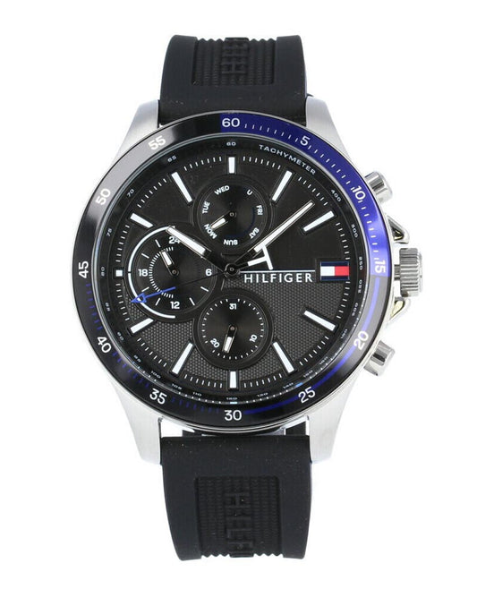 Buy Tommy Hilfiger Mens Quartz Silicone Strap Black Dial 46mm Watch - 1791724 in Pakistan