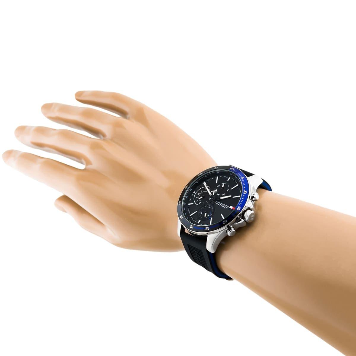Buy Tommy Hilfiger Mens Quartz Silicone Strap Black Dial 46mm Watch - 1791724 in Pakistan