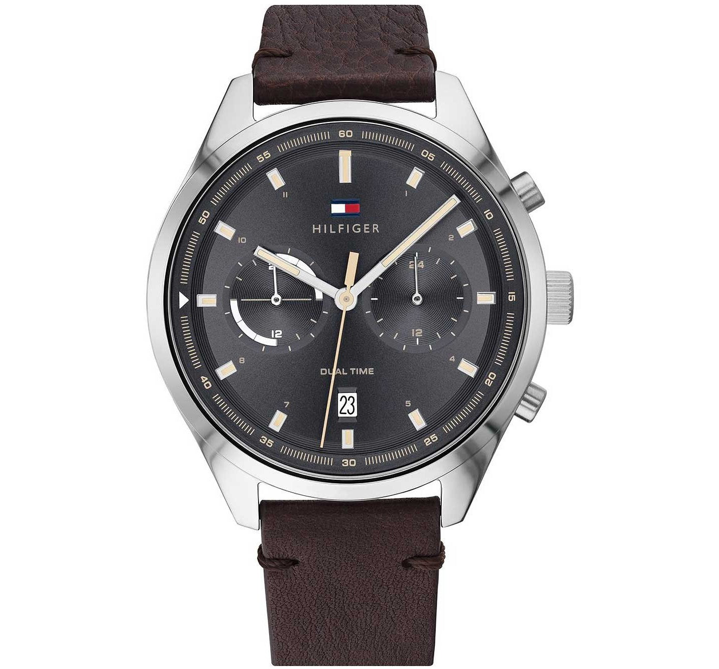 Buy Tommy Hilfiger Ashton Grey Dial Brown Leather Strap Watch for Men - 1791729 in Pakistan