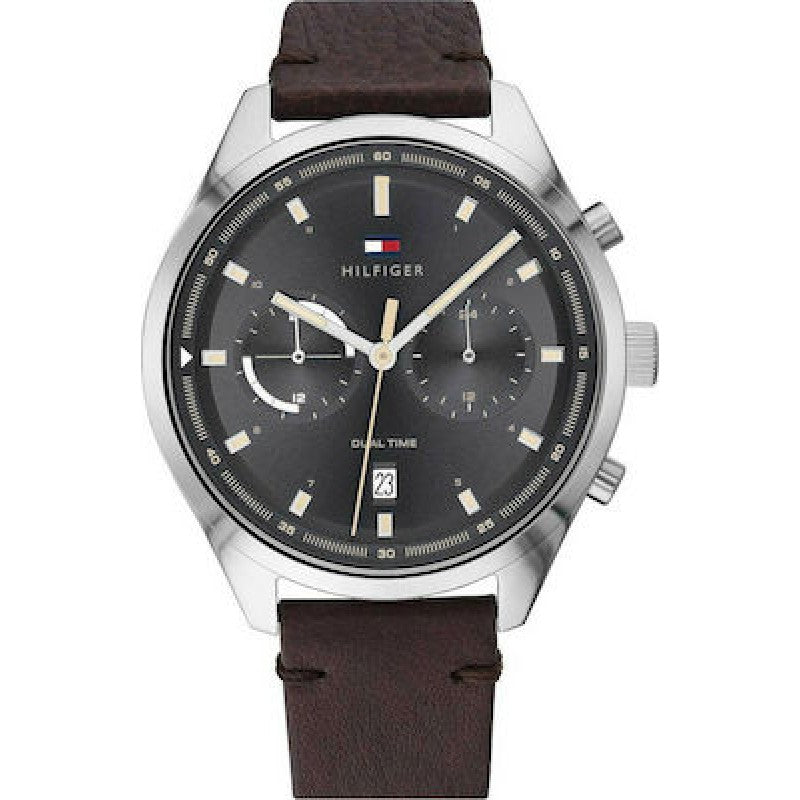 Buy Tommy Hilfiger Ashton Grey Dial Brown Leather Strap Watch for Men - 1791729 in Pakistan