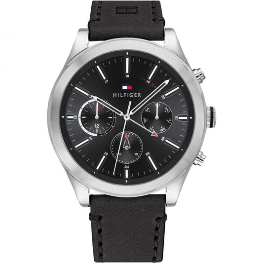 Buy Tommy Hilfiger Mens Quartz Black Leather Strap Black Dial 44mm Watch - 1791740 in Pakistan