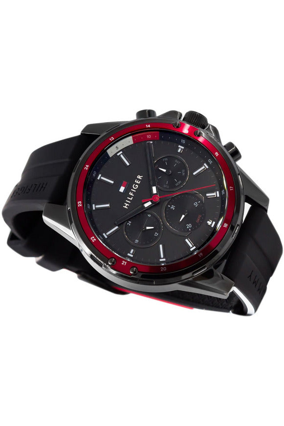 Buy Tommy Hilfiger Mens Quartz Silicone Strap Black Dial 45mm Watch - 1791793 in Pakistan