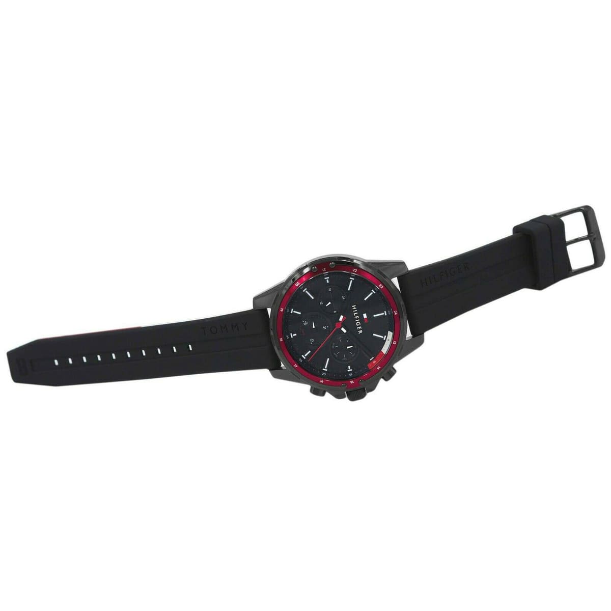 Buy Tommy Hilfiger Mens Quartz Silicone Strap Black Dial 45mm Watch - 1791793 in Pakistan