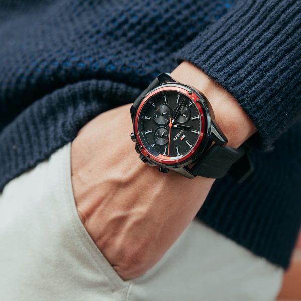 Buy Tommy Hilfiger Mens Quartz Silicone Strap Black Dial 45mm Watch - 1791793 in Pakistan