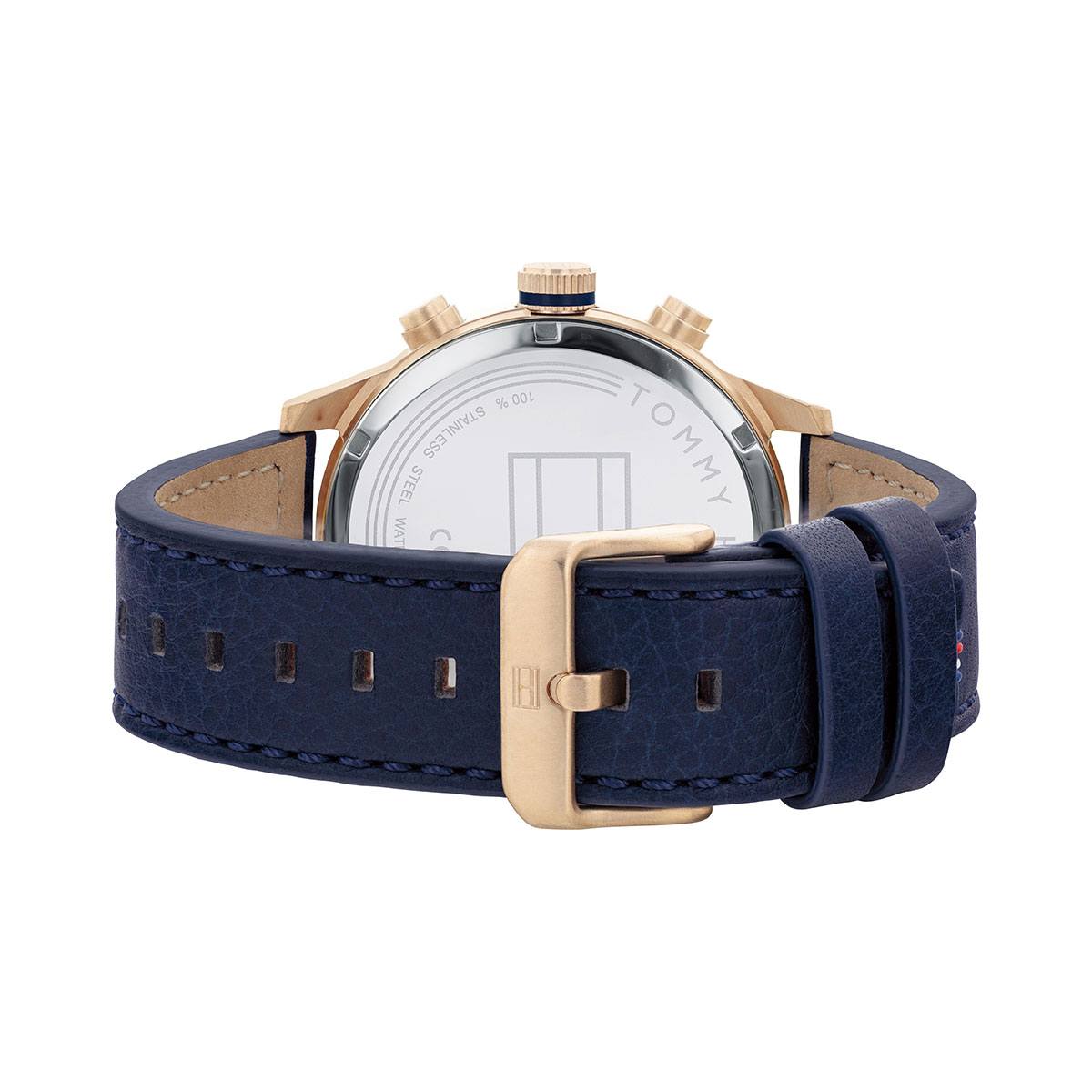 Buy Tommy Hilfiger Mens Quartz Blue Leather Strap Grey Dial 46mm Watch - 1791808 in Pakistan