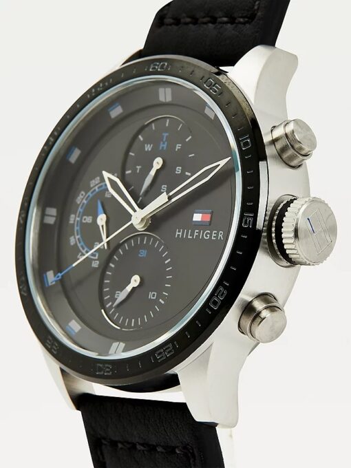 Buy Tommy Hilfiger Mens Quartz Leather Strap Black Dial 46mm Watch - 1791810 in Pakistan