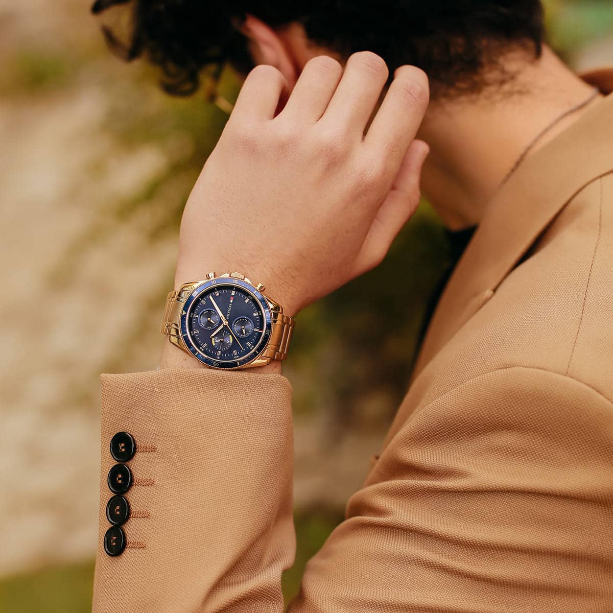 Buy Tommy Hilfiger Mens Quartz Gold Stainless Steel Blue Dial 44mm Watch - 1791834 in Pakistan