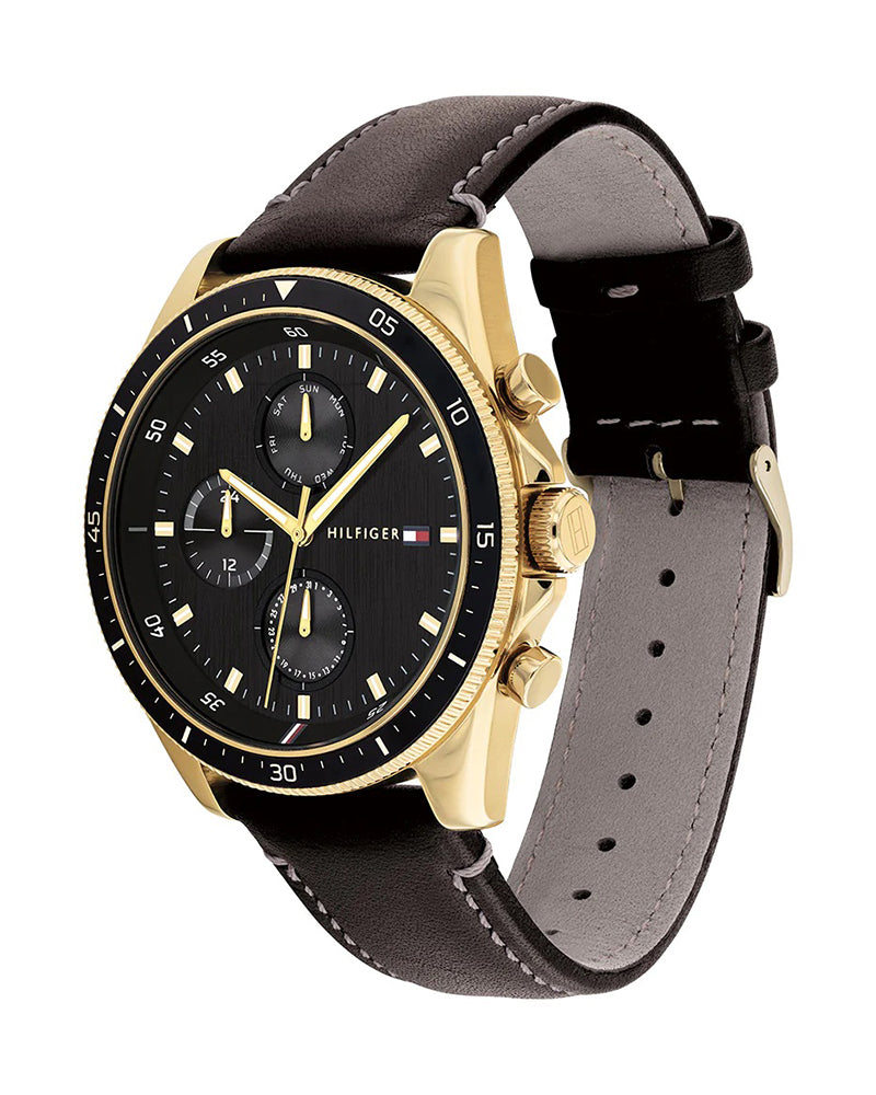Buy Tommy Hilfiger Mens Quartz Leather Strap Black Dial 44mm Watch - 1791836 in Pakistan