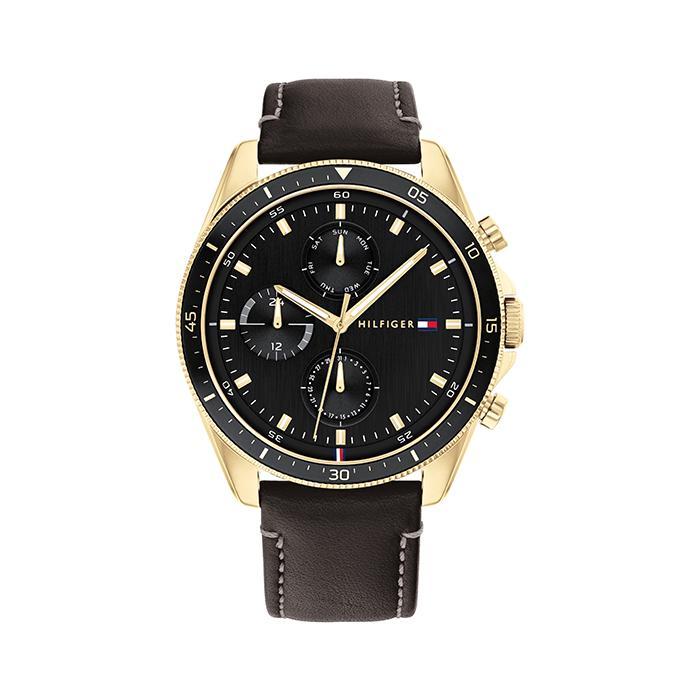 Buy Tommy Hilfiger Mens Quartz Leather Strap Black Dial 44mm Watch - 1791836 in Pakistan